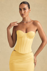 Lace-Up Corset Top in Pastel Yellow