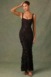 Embellished Fishtail Corset Gown in Black
