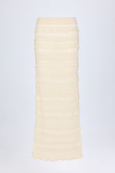 Ruffled Mid-Rise Maxi Skirt in Ivory