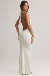 Modal Halterneck Maxi Dress in White
