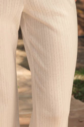 Pointelle Mid-Rise Straight-Leg Trousers in White