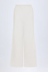Wide-Leg Cotton-Poplin Trousers in White