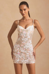 Embellished Camisole Bodycon Mini Dress in Ivory