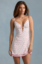 Scalloped Backless A-Line Mini Dress in Cherry Print