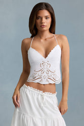Cutwork Backless Cotton-Poplin Camisole Top in White