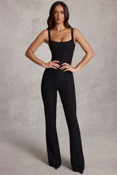 Corset Flared Jumpsuit in Black