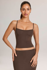 Modal Scoop-Neck Tank Top in Chocolate Brown