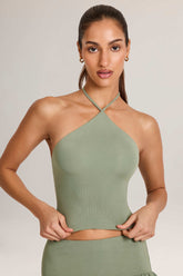 Modal Halterneck Top in Sage Green