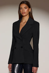 Structured Double-Breasted Blazer in Black