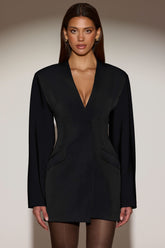 Single-Breasted Blazer Mini Dress in Black