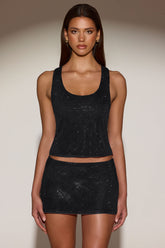 Embellished Racerback Top in Black
