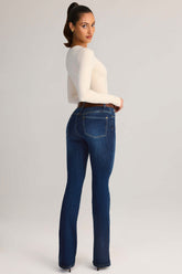 Mid-Rise Flared Jeans in Indigo