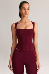 Modal Square-Neck Corset Top in Wine