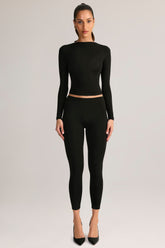 Modal Mid-Rise Leggings in Black