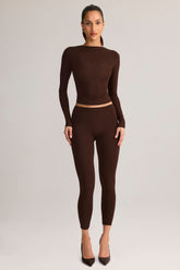 Modal Mid-Rise Leggings in Chocolate Brown