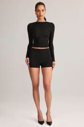 Modal High-Rise Mini Shorts in Black