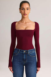 Modal Square-Neck Top in Wine