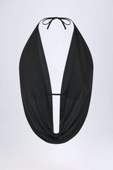 Cowl-Neck Backless Crop Top in Black