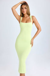 Square Neck Midi Dress in Matcha Green