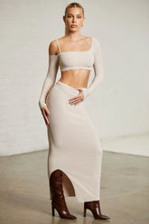 Low Rise Maxi Skirt in Praline