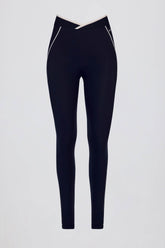 Soft Active Crossover Contrast Leggings in Classic Navy