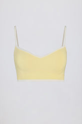 Soft Active Sweetheart-Neck Contrast Sports Bra in Soft Yellow