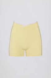 Soft Active Wrapover Contrast Mini Shorts in Soft Yellow