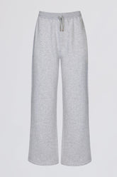 Premium Brushed Jersey Wide-Leg Joggers in Grey Marl