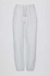 Brushed Cotton Jersey Mid-Rise Relaxed Joggers in Grey Marl