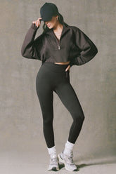 Cotton Jersey Acid Wash Cropped Sweatshirt in Ash