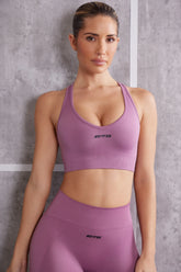 Plunge Neck Sports Bra in Pink
