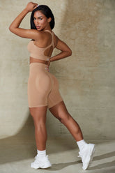 High Waist Define Luxe Biker Shorts in Beige