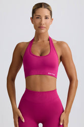 Define Luxe Halterneck Sports Bra in Berry