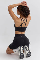 Strappy Define Luxe Sports Bra in Black