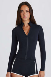 Soft Active Zip-Up Jacket in Black