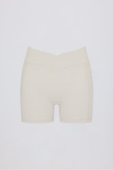 Soft Active Pocket V-Waist Mini Shorts in Cream