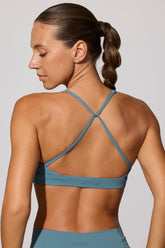 Multiway Twist Front Sports Bra in Stone Blue