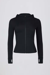 Soft Active Hooded Mid-Layer Jacket in Black