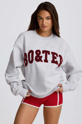 Oversized Crew-Neck Sweatshirt in Heather Grey