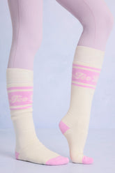 Cotton Knee-High Ski Socks in Powder Pink