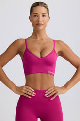 Define Luxe V-Neck Sports Bra in Berry
