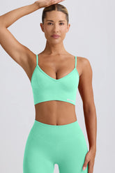 Define Luxe V-Neck Sports Bra in Mint