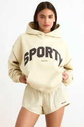 Heavyweight Fleece Oversized Hoodie in Bone
