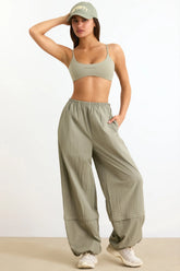 Water-Repellent Convertible Wide-Leg Track Pants in Mineral