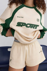 Soft Cotton Jersey Elasticated Mini Shorts in Marble