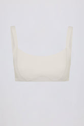 Soft Active Seam-Detail Sports Bra in Cream