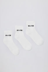 Ribbed Crew Sock Bundle in White