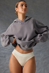 Brushed Cotton Jersey Oversized Hoodie in Washed Charcoal