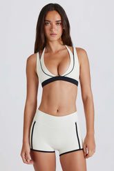 Soft Active Contrast Mini Shorts in Ivory