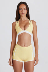 Soft Active Contrast Mini Shorts in Lemon
